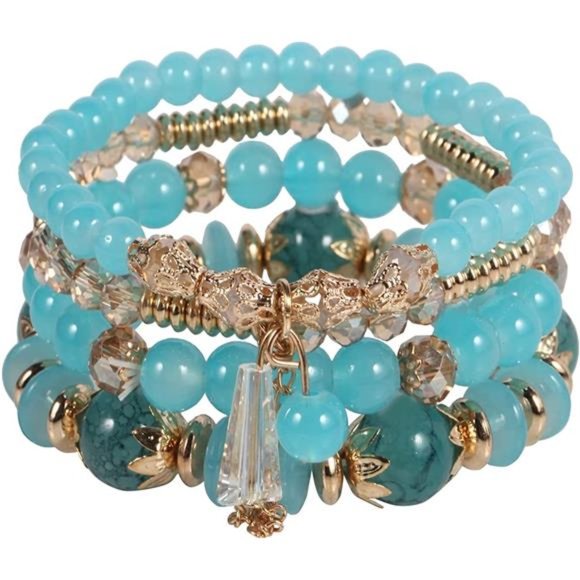 Bohemian Boho Stackable Bracelets for Women Set - Girls Stretch Stackable Beads - Picture 2 of 5